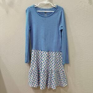 Tea Collection Blue Stripe Pink Fan Twirl Dress
